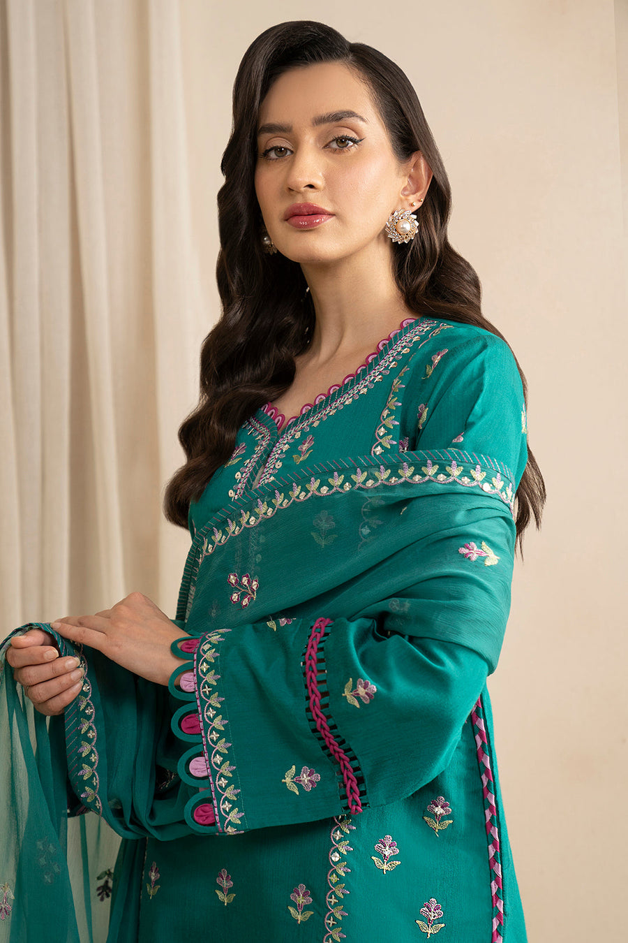 Zellbury Summer Embroidered Cotton Silk Unstitched 3Pc Suit WUS25E30363