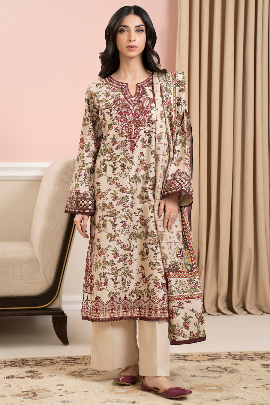 Zellbury Summer Embroidered Lawn Unstitched 3Pc Suit WUS25E30678