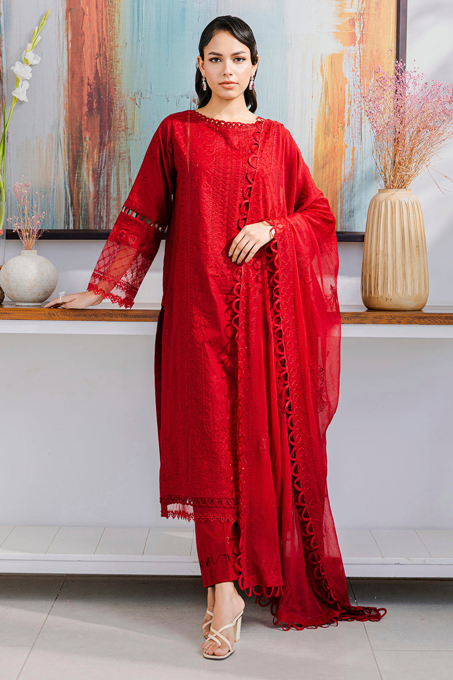 Zellbury Chikankari Embroidered Lawn Unstitched 3Pc Suit WUS25E30802