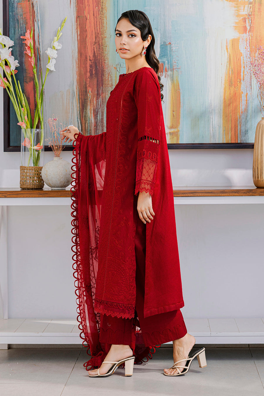 Zellbury Chikankari Embroidered Lawn Unstitched 3Pc Suit WUS25E30802