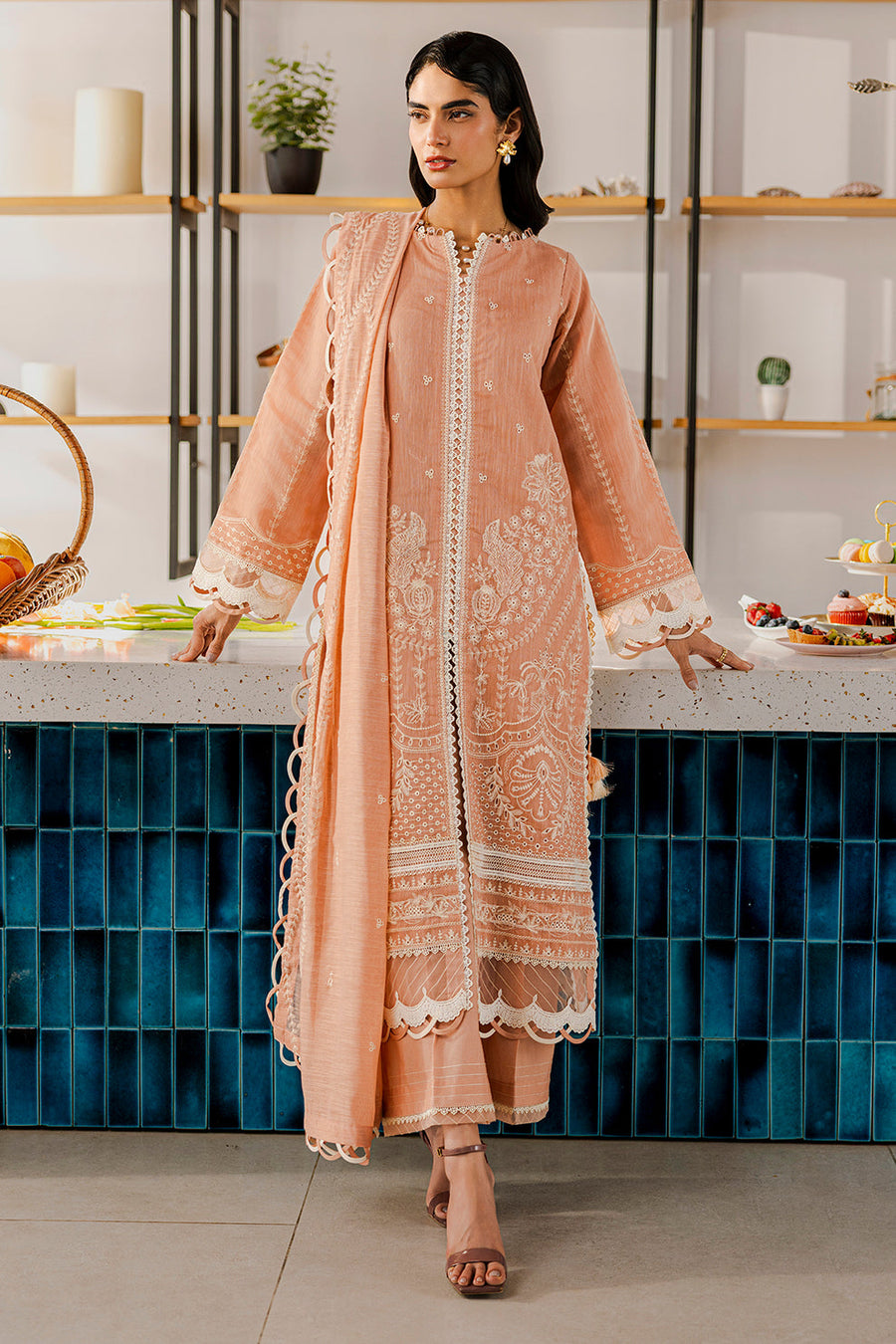 Zellbury Chikankari Embroidered Lawn Unstitched 3Pc Suit WUS25E30803