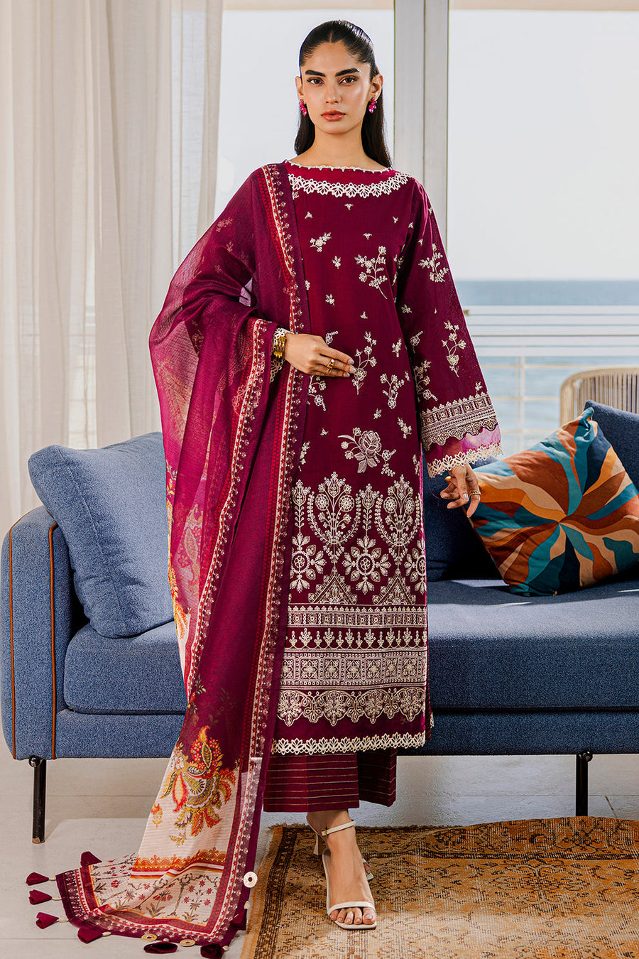 Zellbury Chikankari Embroidered Lawn Unstitched 3Pc Suit WUS25E30810