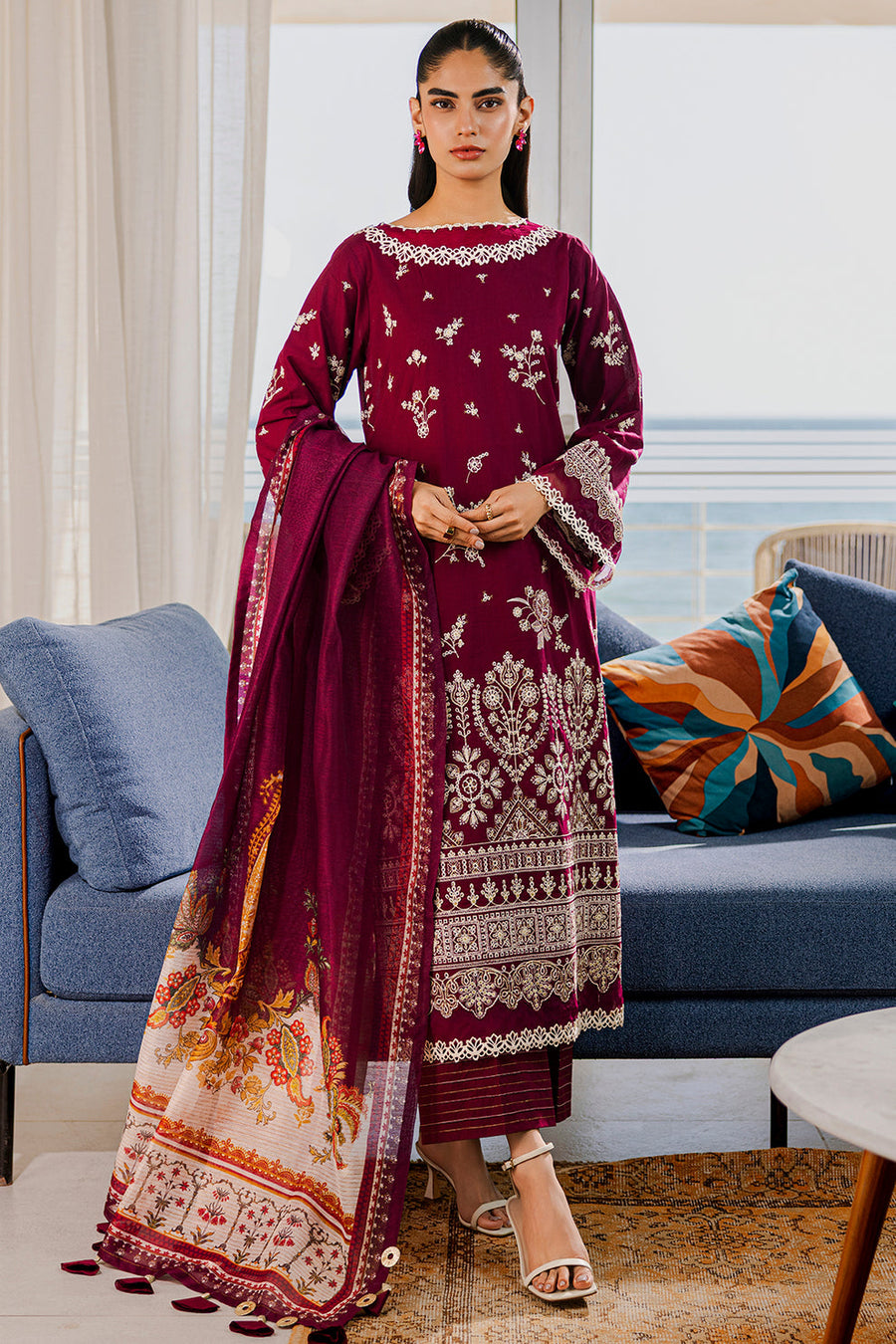 Zellbury Chikankari Embroidered Lawn Unstitched 3Pc Suit WUS25E30810