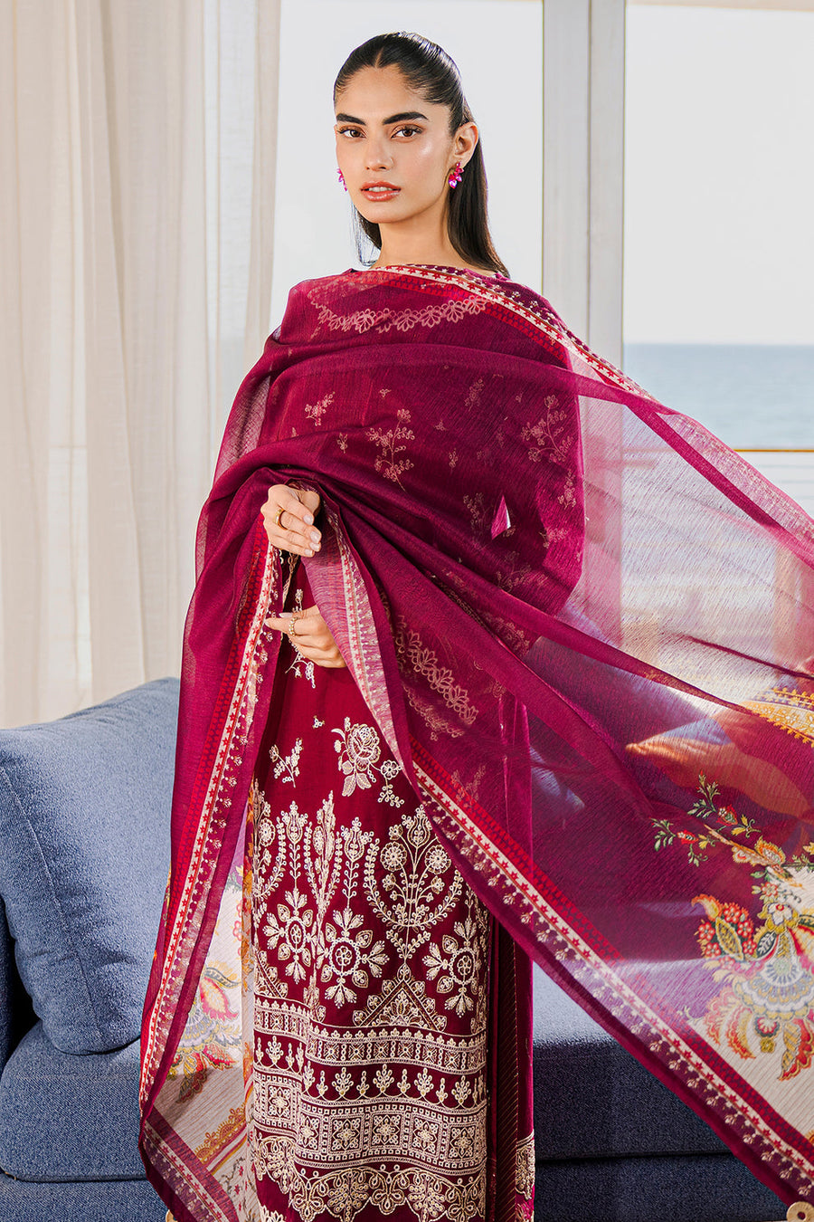 Zellbury Chikankari Embroidered Lawn Unstitched 3Pc Suit WUS25E30810