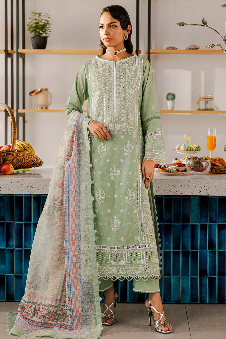 Zellbury Chikankari Embroidered Lawn Unstitched 3Pc Suit WUS25E30812