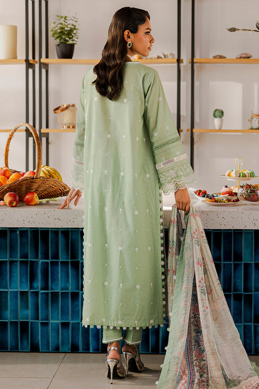 Zellbury Chikankari Embroidered Lawn Unstitched 3Pc Suit WUS25E30812