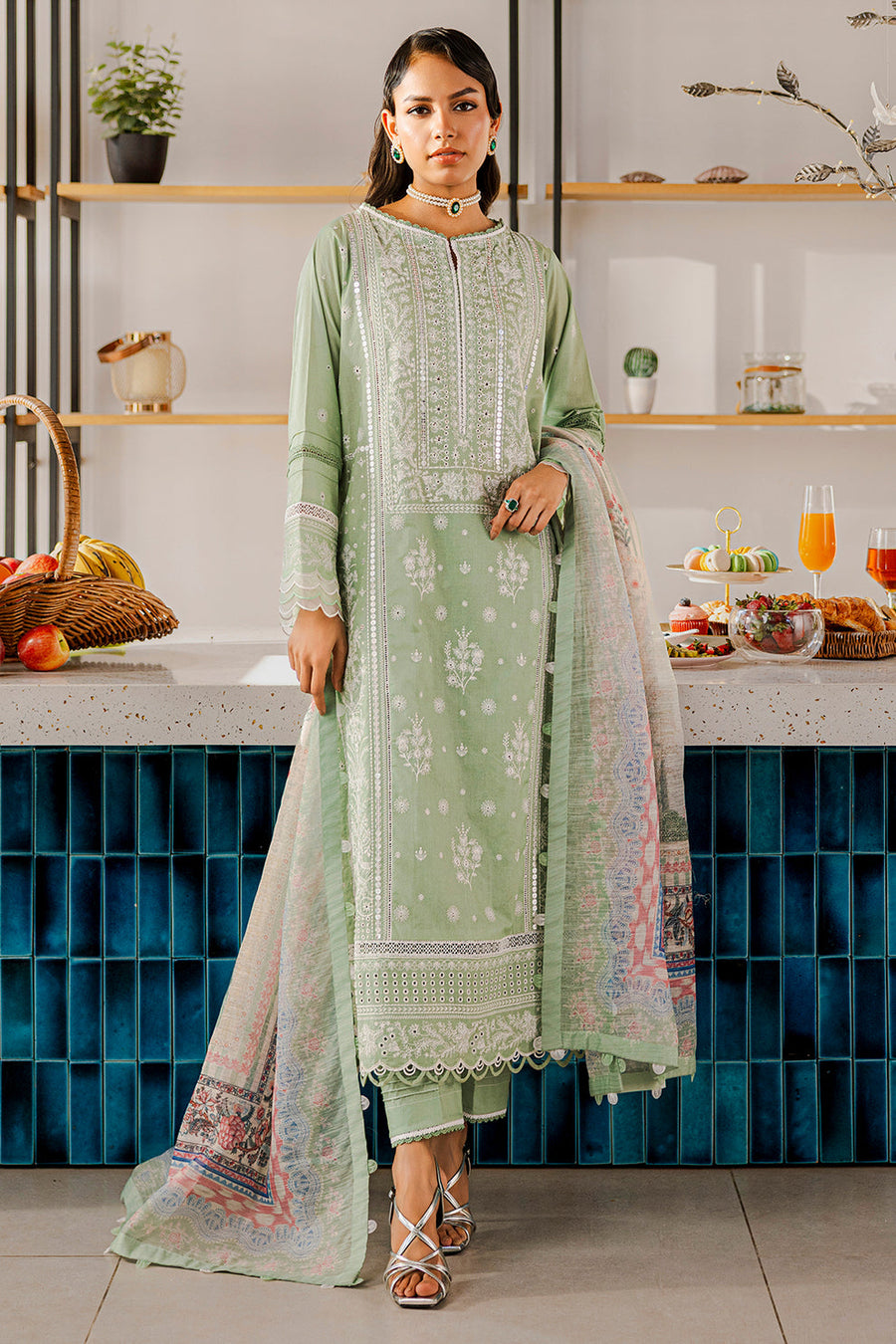 Zellbury Chikankari Embroidered Lawn Unstitched 3Pc Suit WUS25E30812