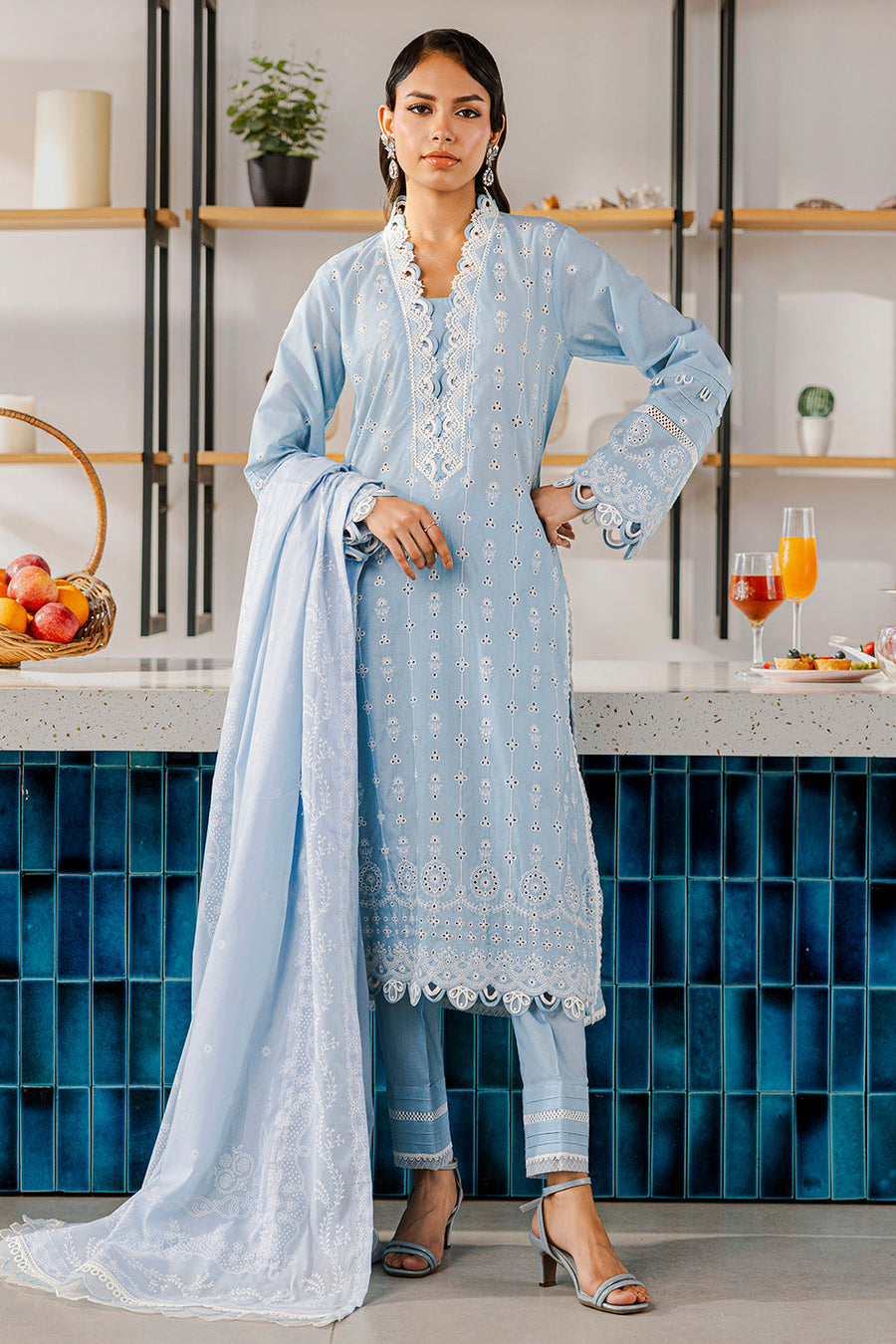 Zellbury Chikankari Embroidered Lawn Unstitched 3Pc Suit WUS25E30814