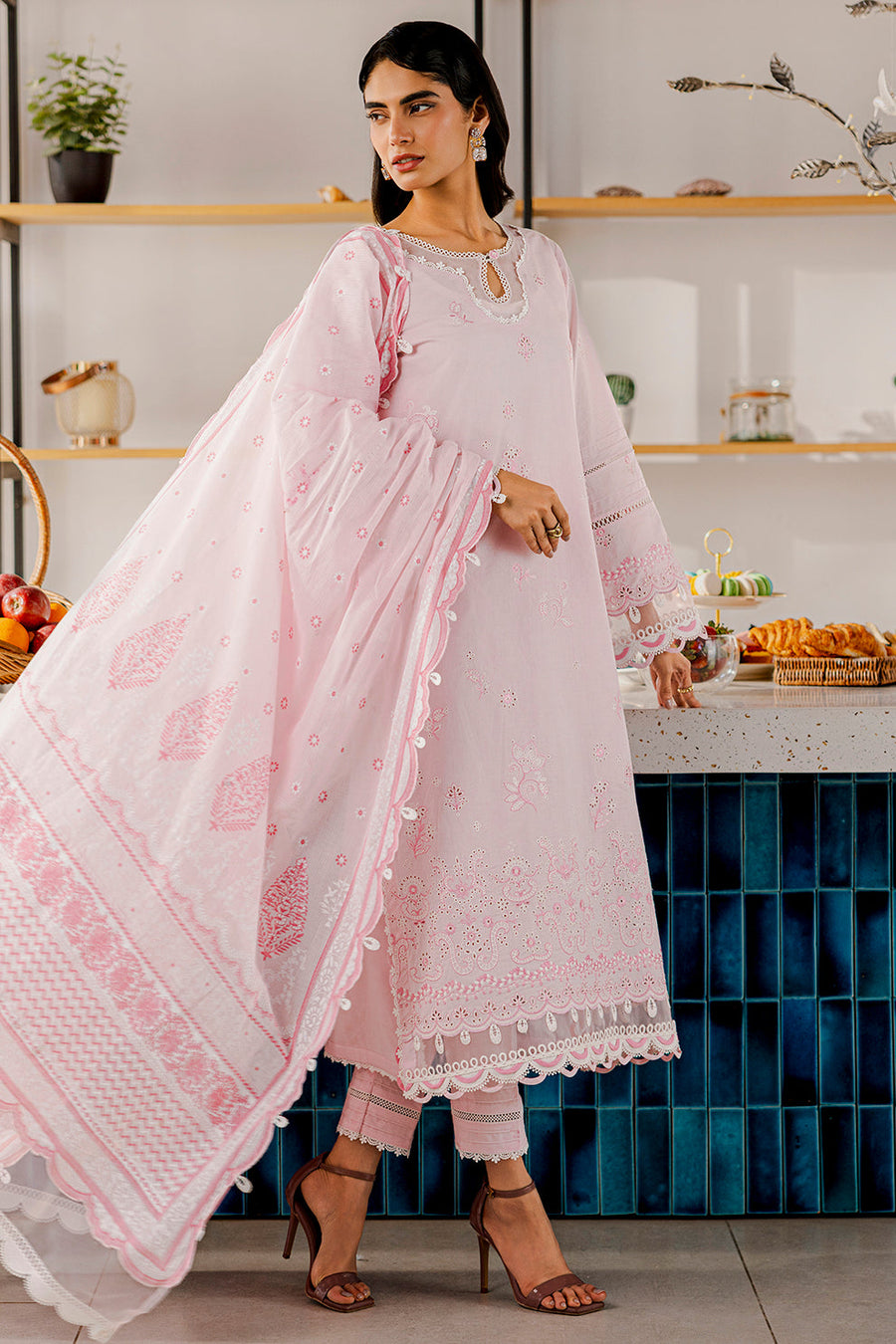 Zellbury Chikankari Embroidered Lawn Unstitched 3Pc Suit WUS25E30807