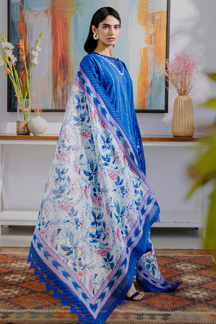 Zellbury Chikankari Embroidered Lawn Unstitched 3Pc Suit WUS25E30815