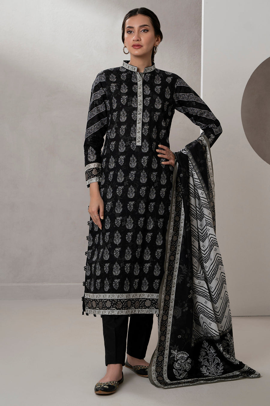 Zellbury Monochrome Printed Lawn Unstitched 2Pc Suit WUS25X20477