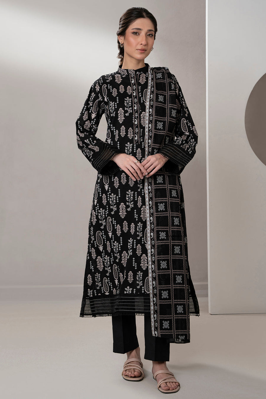 Zellbury Monochrome Printed Lawn Unstitched 2Pc Suit WUS25X20538