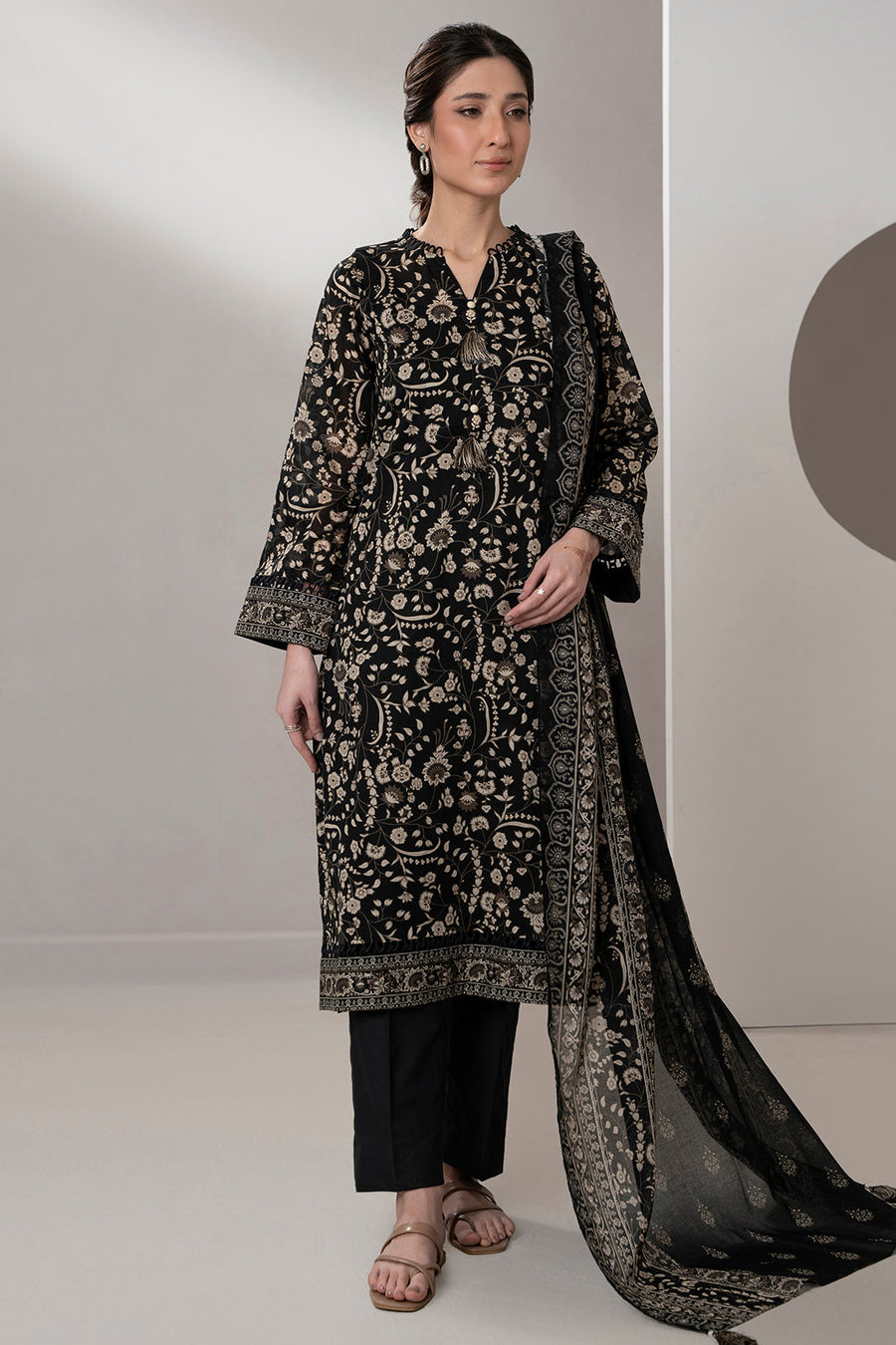 Zellbury Monochrome Printed Lawn Unstitched 2Pc Suit WUS25X20626