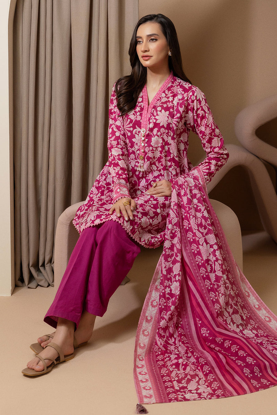 Zellbury Summer Printed Lawn Unstitched 3Pc Suit WUS25X30181