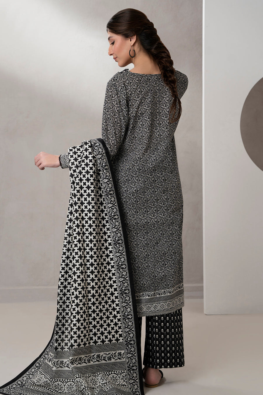 Zellbury Monochrome Printed Lawn Unstitched 3Pc Suit WUS25X30451