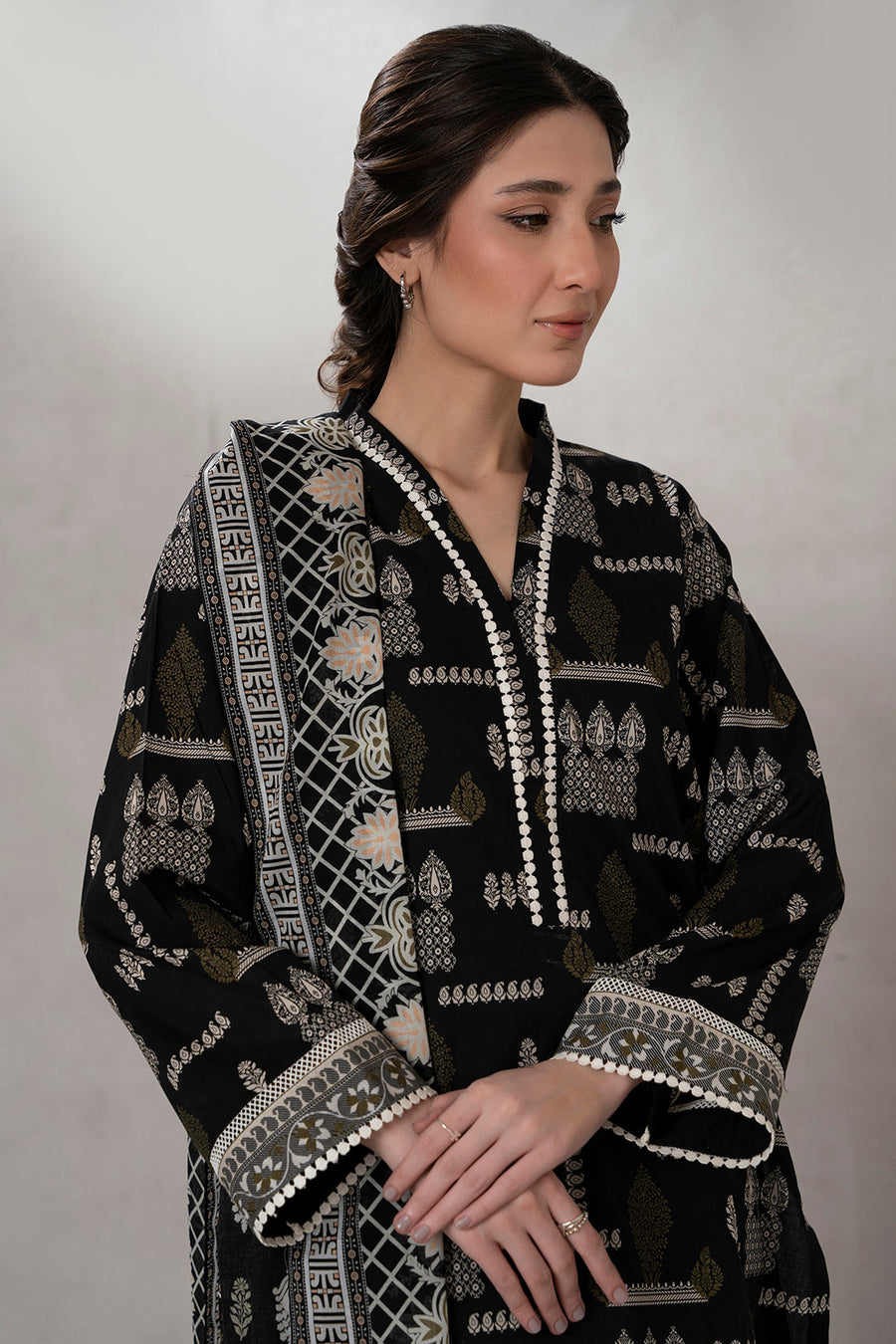 Zellbury Monochrome Printed Lawn Unstitched 3Pc Suit WUS25X30570