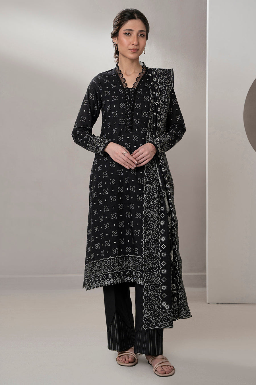 Zellbury Monochrome Printed Lawn Unstitched 3Pc Suit WUS25X30591