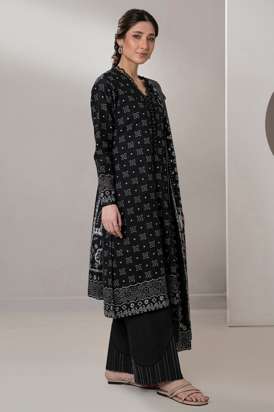 Zellbury Monochrome Printed Lawn Unstitched 3Pc Suit WUS25X30591