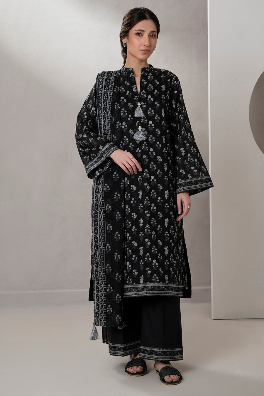 Zellbury Monochrome Printed Lawn Unstitched 3Pc Suit WUS25X30648