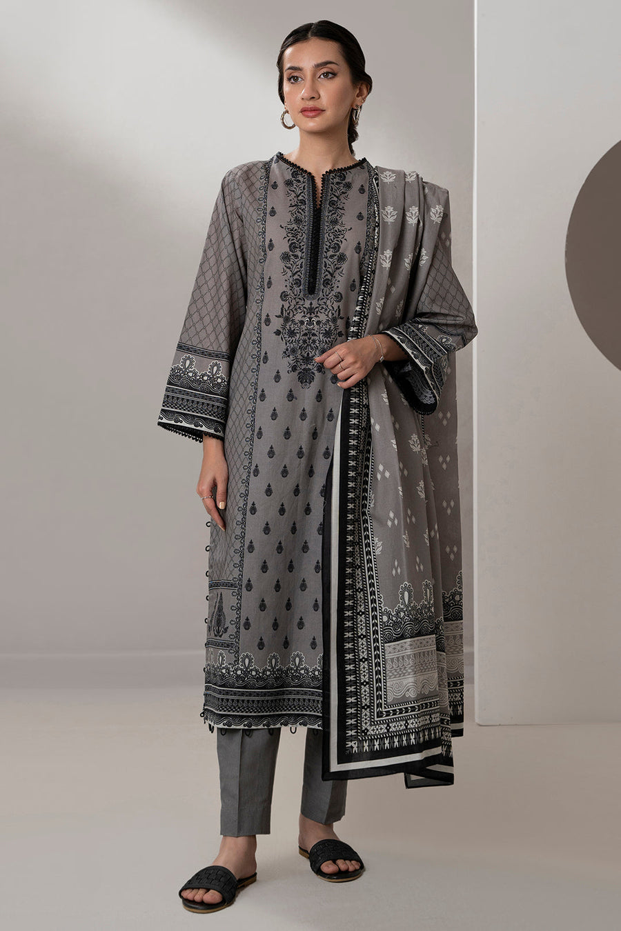 Zellbury Monochrome Printed Lawn Unstitched 3Pc Suit WUS25X30651