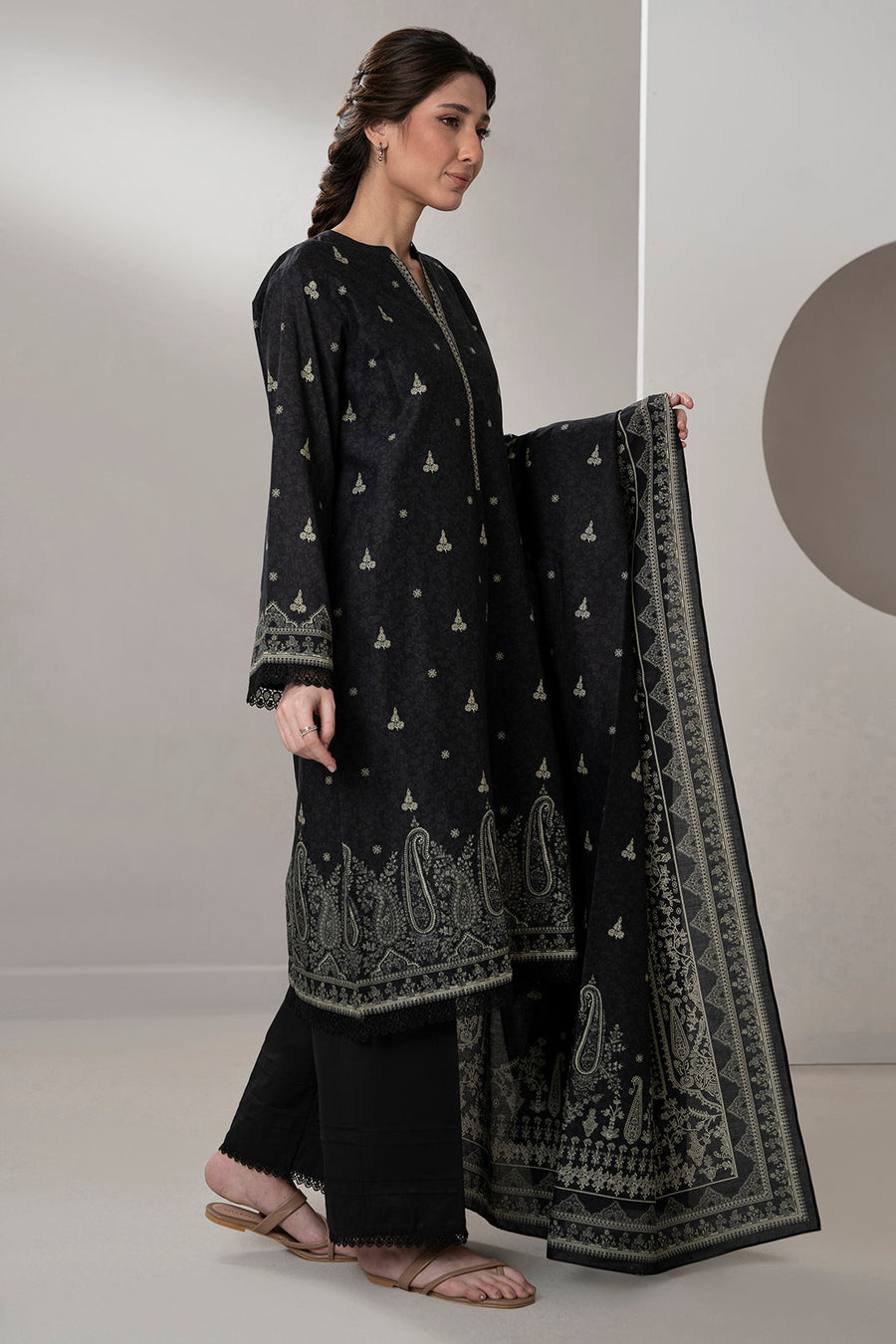 Zellbury Monochrome Printed Lawn Unstitched 3Pc Suit WUS25X30654