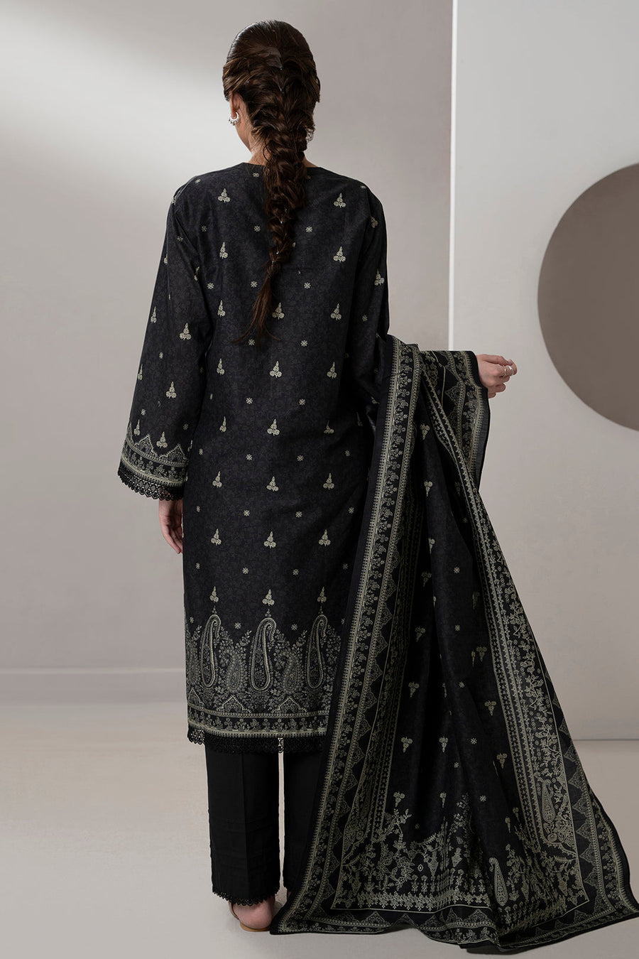 Zellbury Monochrome Printed Lawn Unstitched 3Pc Suit WUS25X30654
