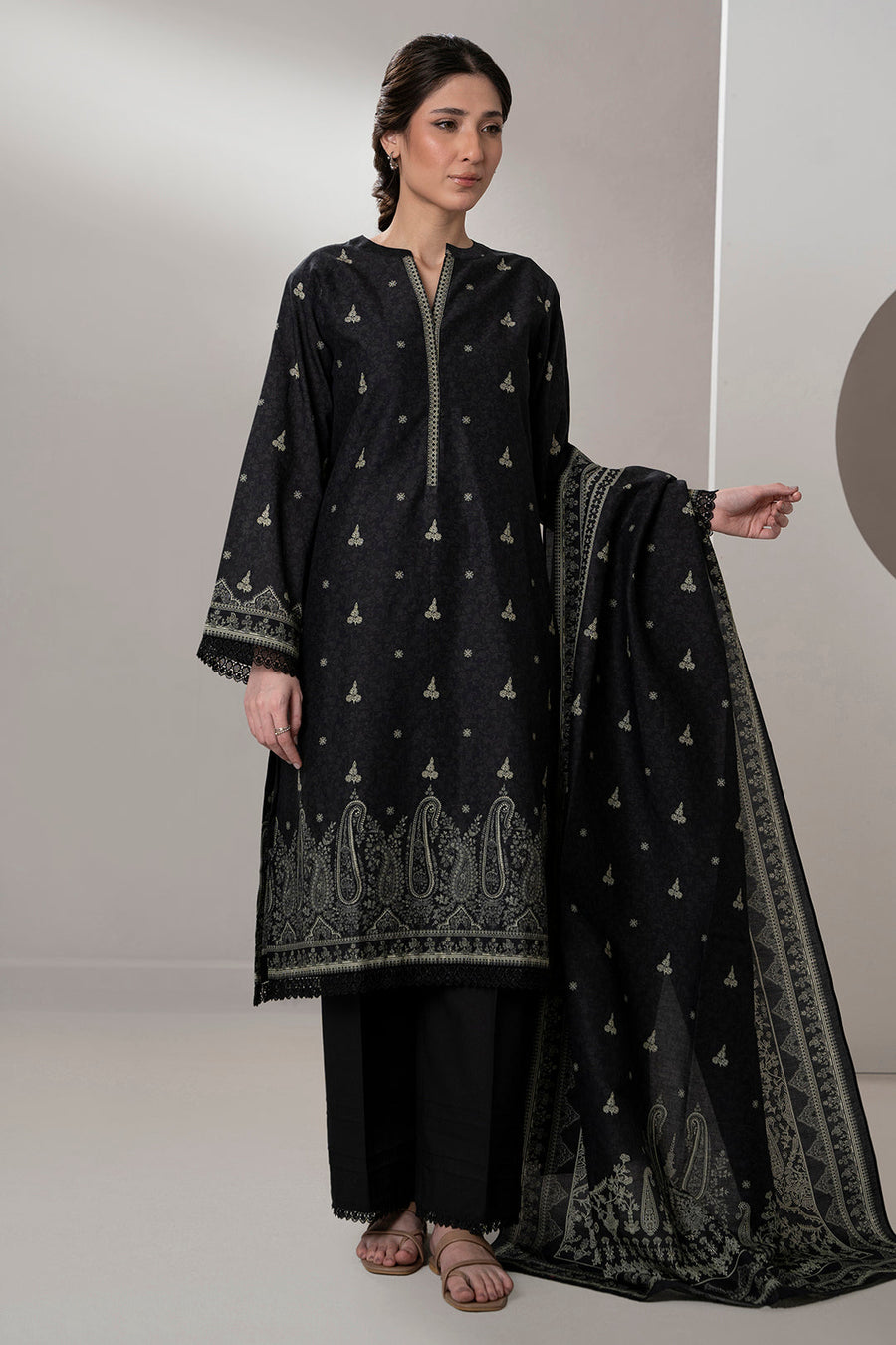 Zellbury Monochrome Printed Lawn Unstitched 3Pc Suit WUS25X30654