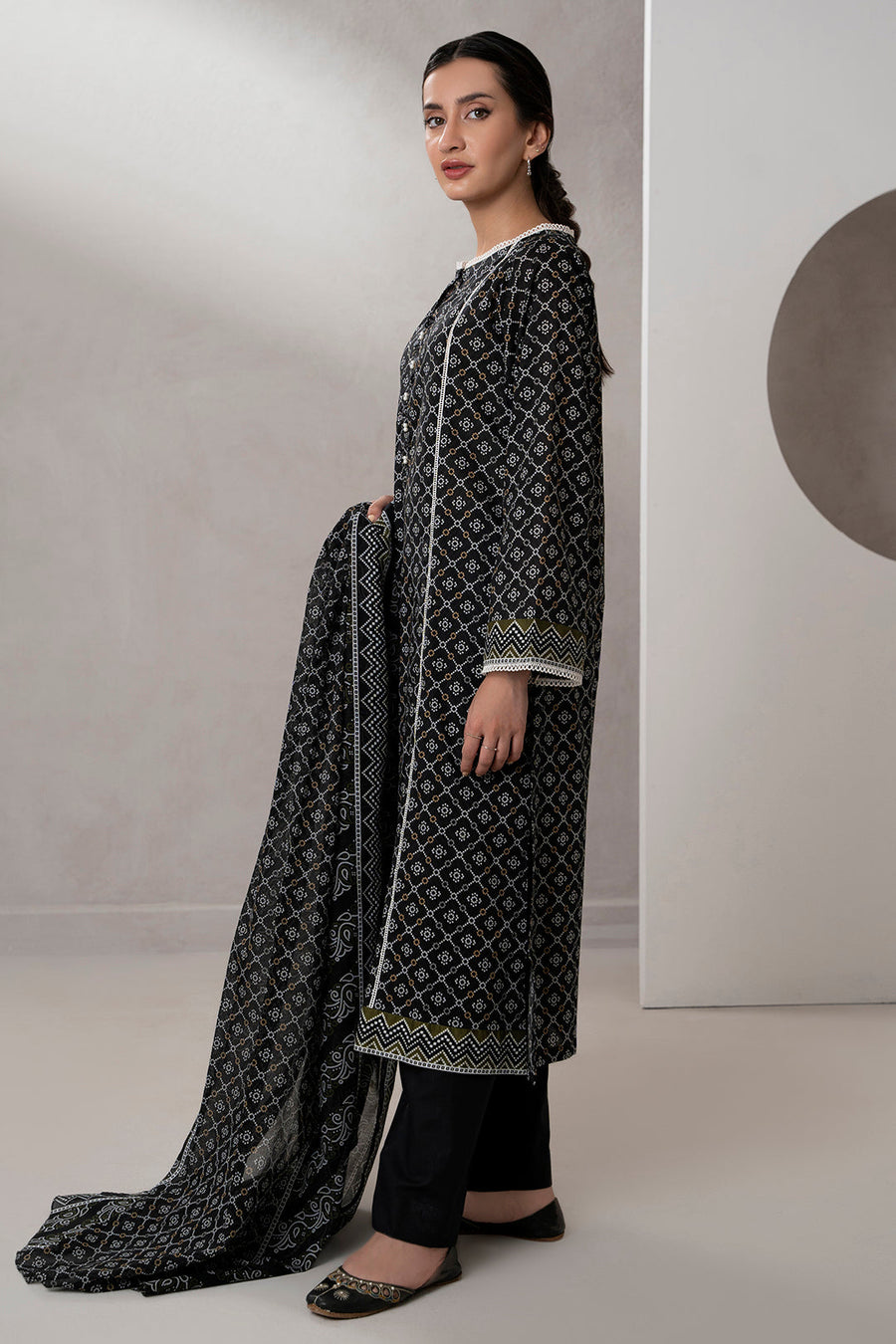 Zellbury Monochrome Printed Lawn Unstitched 3Pc Suit WUS25X30658