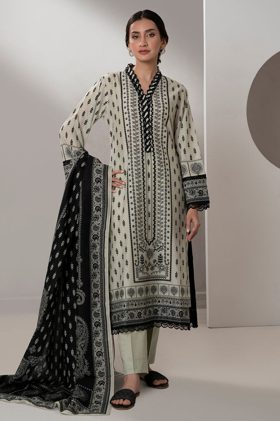 Zellbury Monochrome Printed Lawn Unstitched 3Pc Suit WUS25X30669