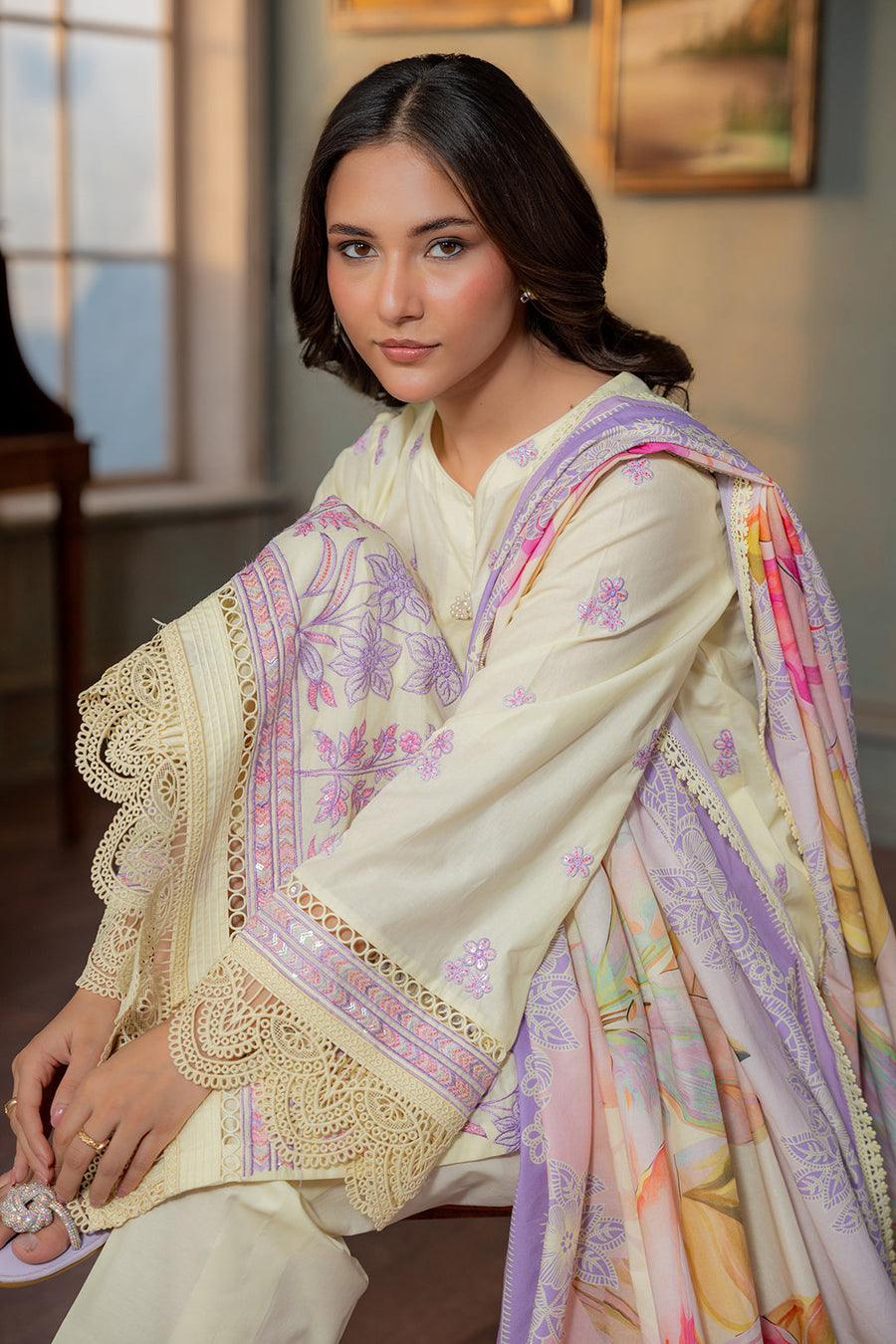 Zellbury Summer Embroidered Lawn Unstitched 3Pc Suit WUS26E30445