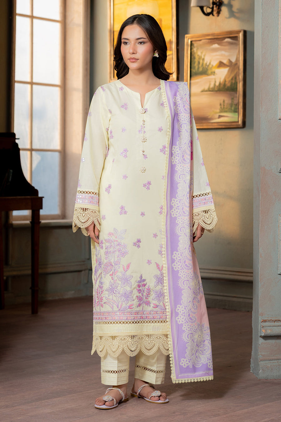 Zellbury Summer Embroidered Lawn Unstitched 3Pc Suit WUS26E30445