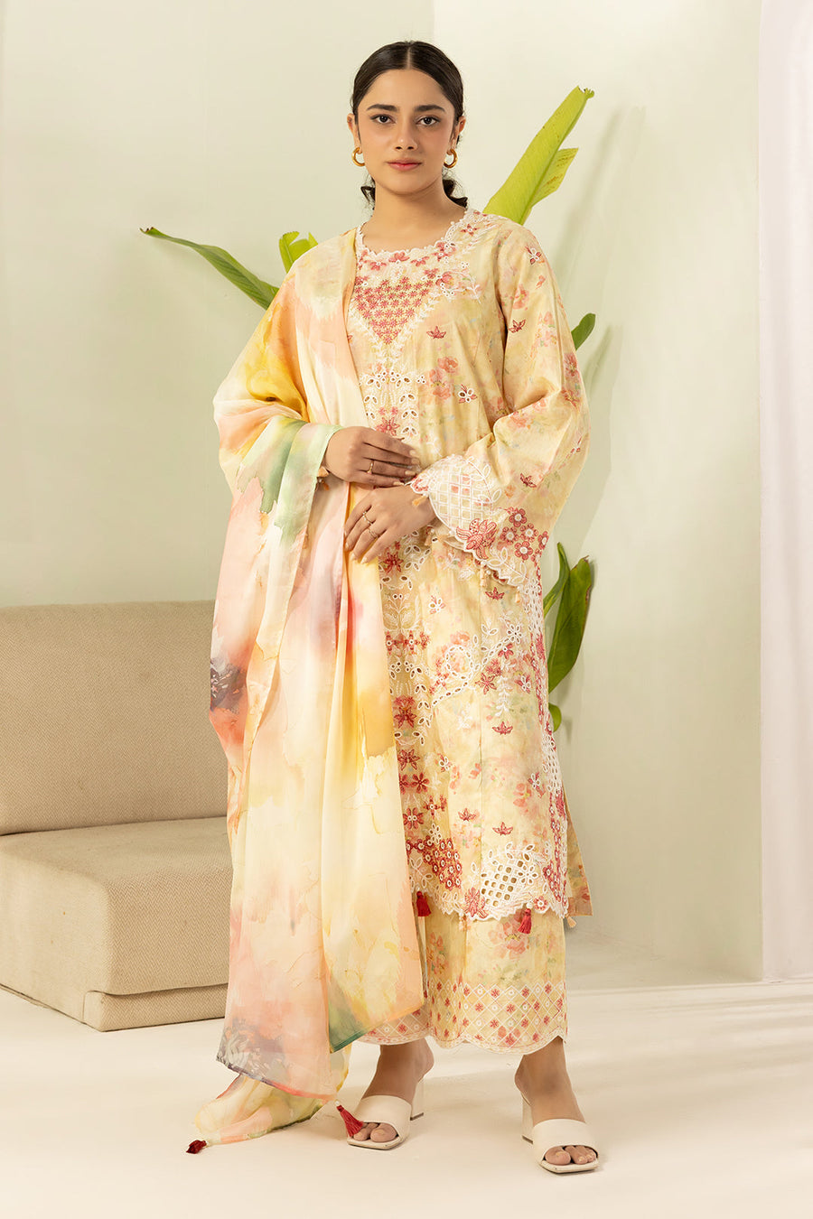 Zellbury Summer Embroidered Cambric Unstitched 3Pc Suit WUS26E30452