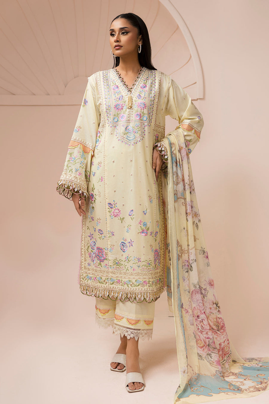 Zellbury Summer Embroidered Lawn Unstitched 3Pc Suit WUS26E30457