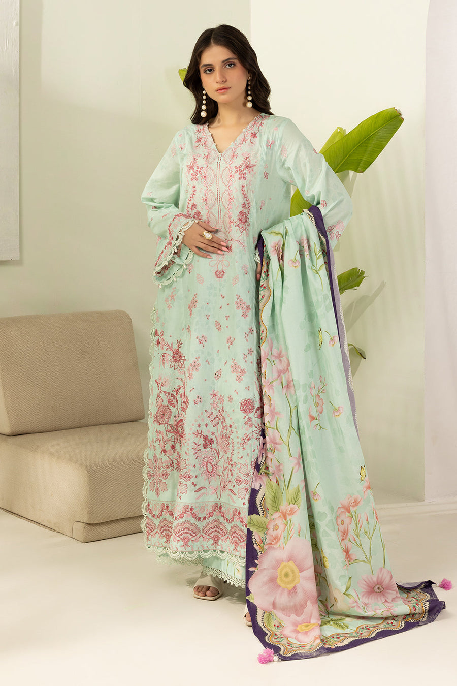 Zellbury Summer Embroidered Cambric Unstitched 3Pc Suit WUS26E30514