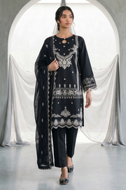 Zellbury Monochrome Embroidered Lawn Unstitched 3Pc Suit WUS26E31105