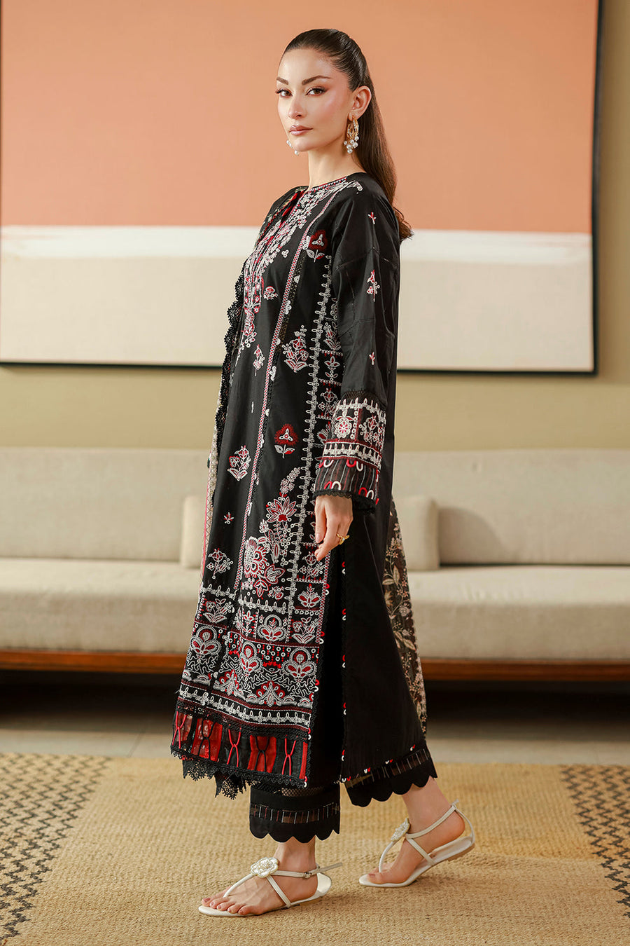 Zellbury Chikankari Embroidered Cotton Unstitched 3Pc Suit WUS26E34076