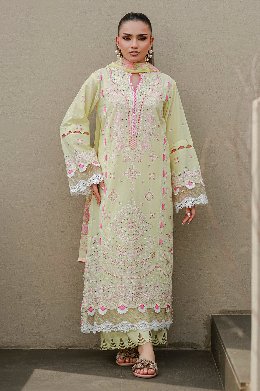 Zellbury Chikankari Embroidered Cotton Unstitched 3Pc Suit WUS26E34077