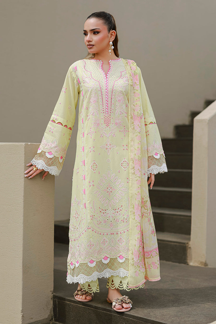 Zellbury Chikankari Embroidered Cotton Unstitched 3Pc Suit WUS26E34077