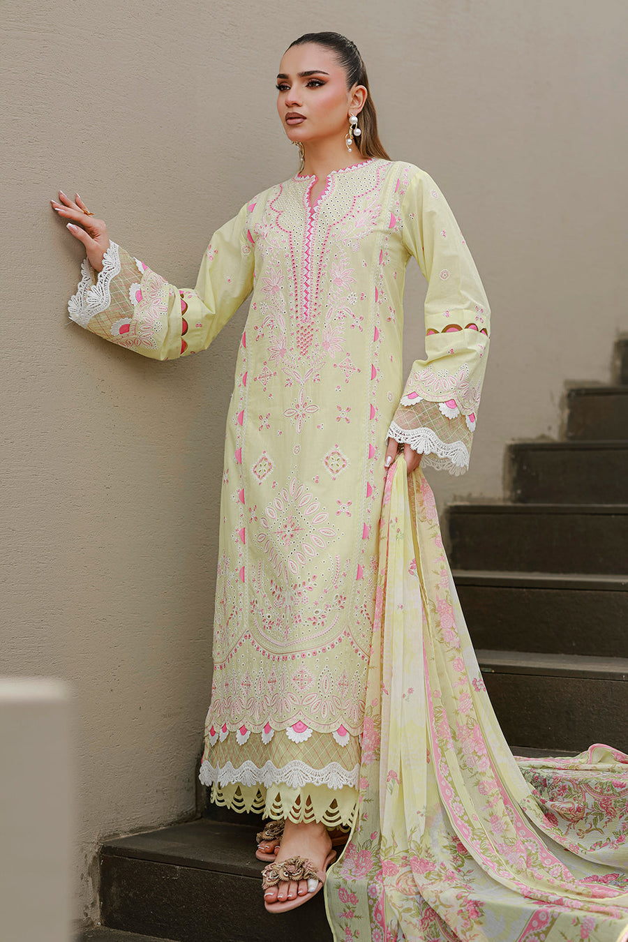 Zellbury Chikankari Embroidered Cotton Unstitched 3Pc Suit WUS26E34077