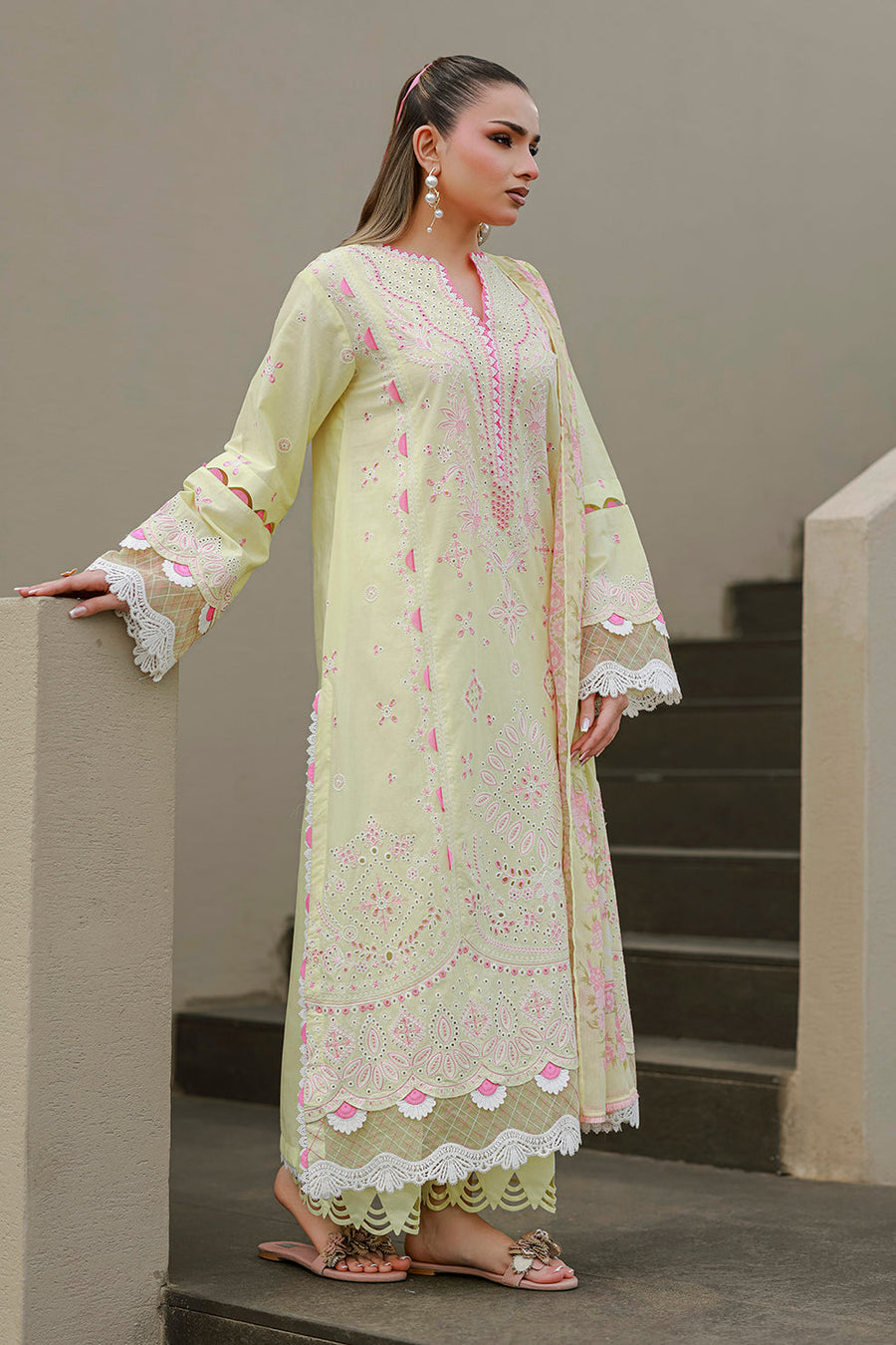 Zellbury Chikankari Embroidered Cotton Unstitched 3Pc Suit WUS26E34077