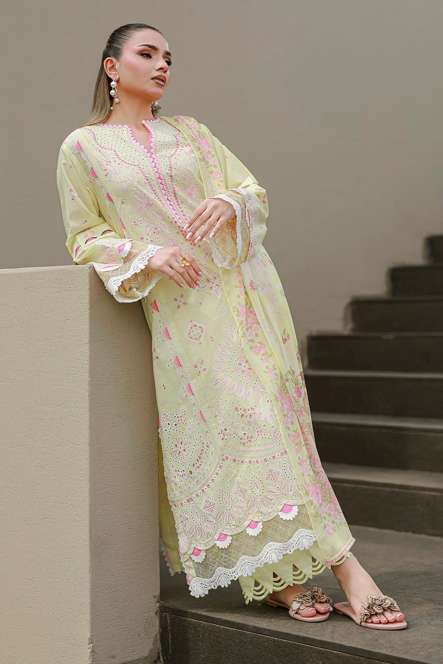 Zellbury Chikankari Embroidered Cotton Unstitched 3Pc Suit WUS26E34077