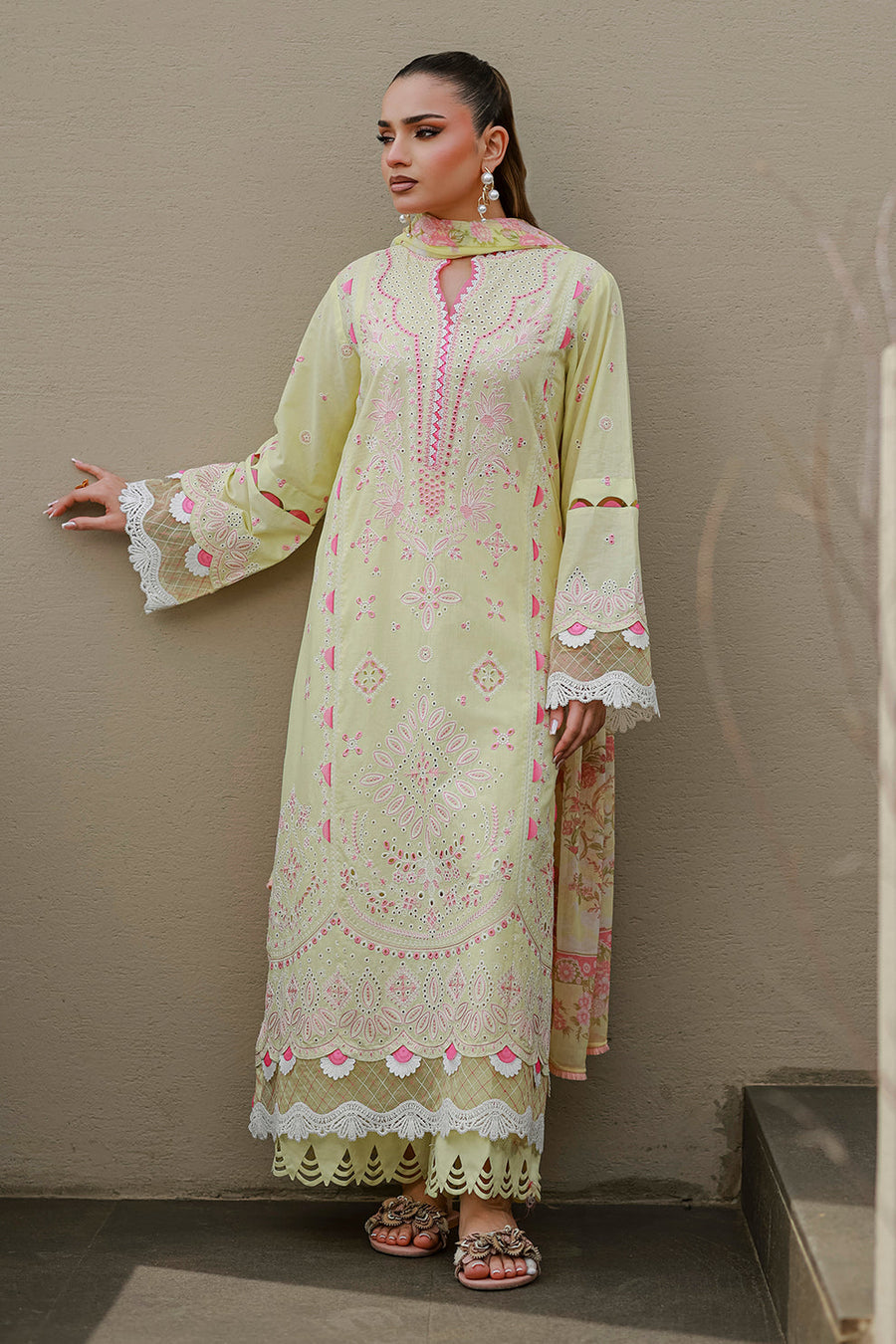 Zellbury Chikankari Embroidered Cotton Unstitched 3Pc Suit WUS26E34077