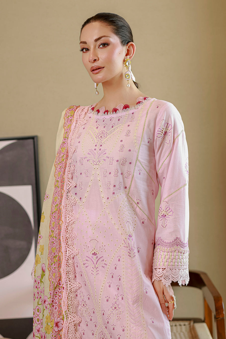 Zellbury Chikankari Embroidered Cotton Unstitched 3Pc Suit WUS26E34080