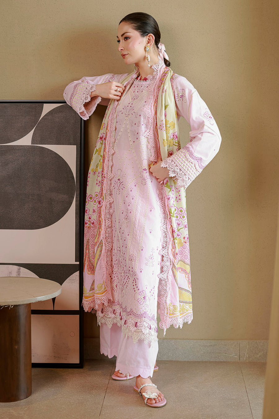 Zellbury Chikankari Embroidered Cotton Unstitched 3Pc Suit WUS26E34080