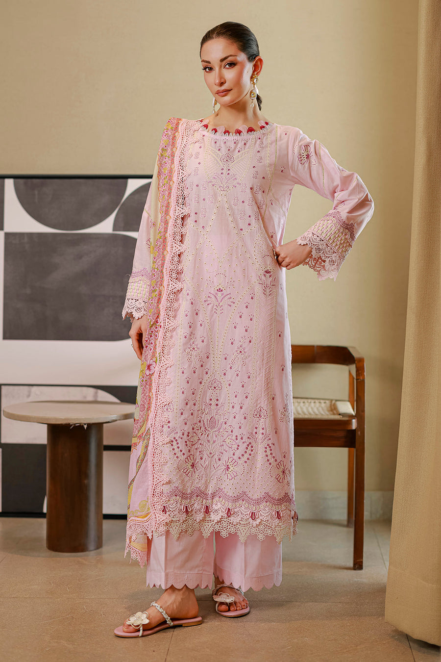 Zellbury Chikankari Embroidered Cotton Unstitched 3Pc Suit WUS26E34080