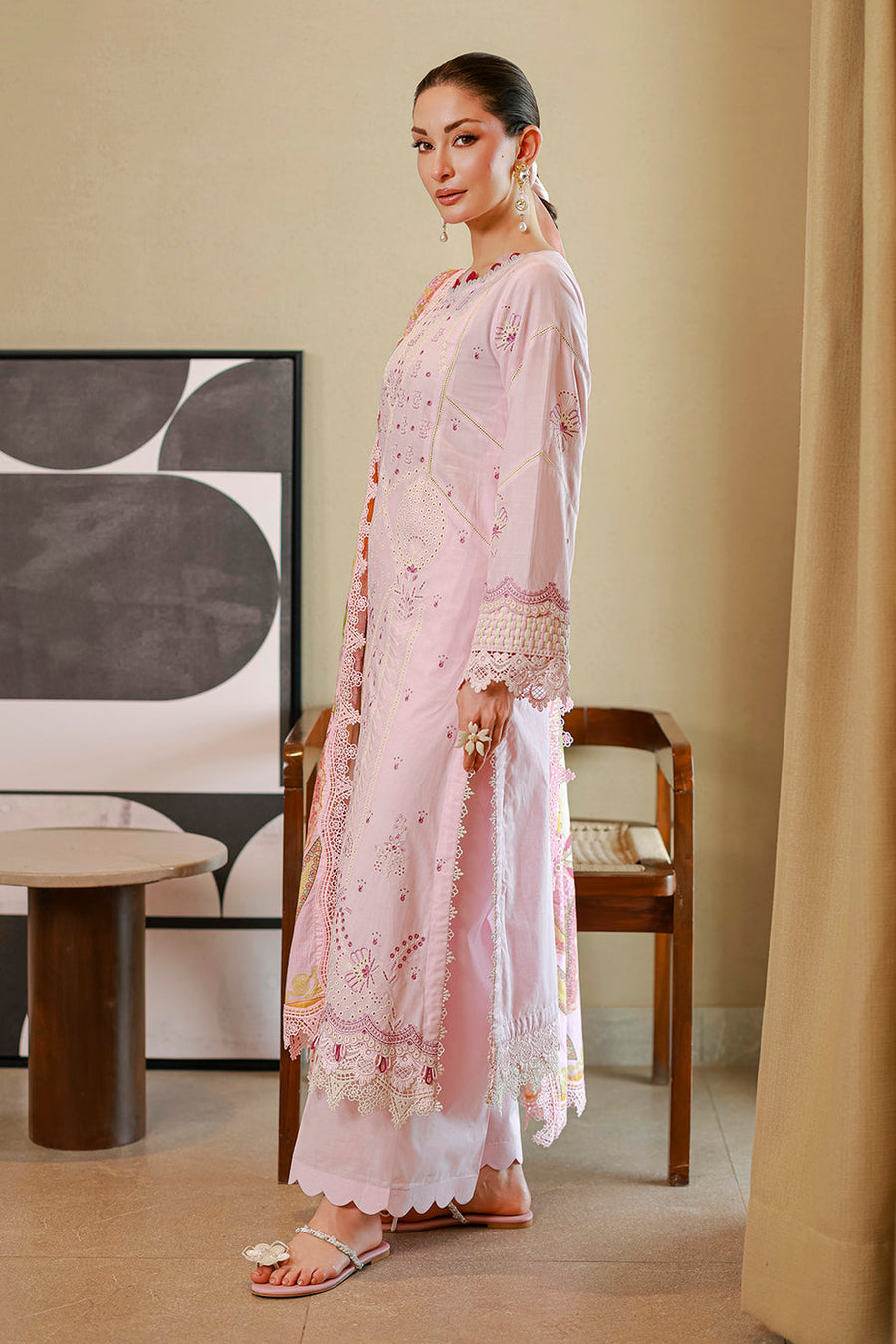 Zellbury Chikankari Embroidered Cotton Unstitched 3Pc Suit WUS26E34080