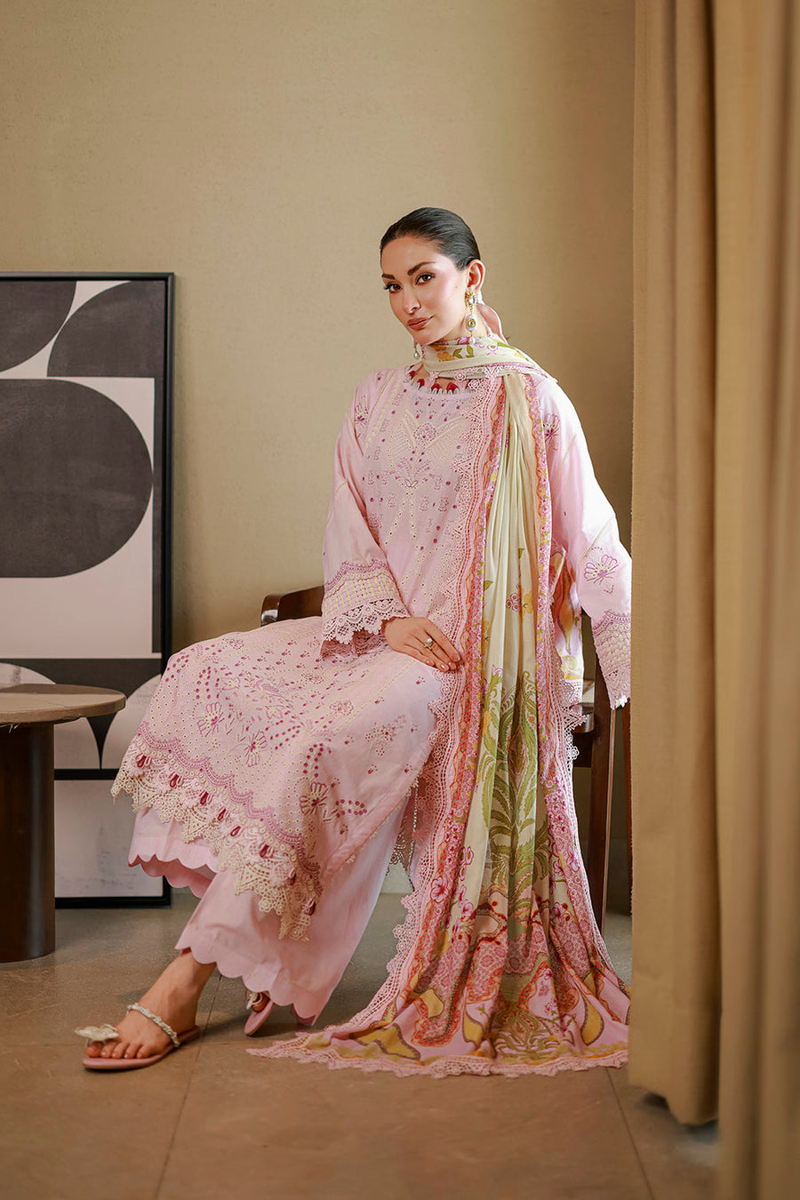 Zellbury Chikankari Embroidered Cotton Unstitched 3Pc Suit WUS26E34080