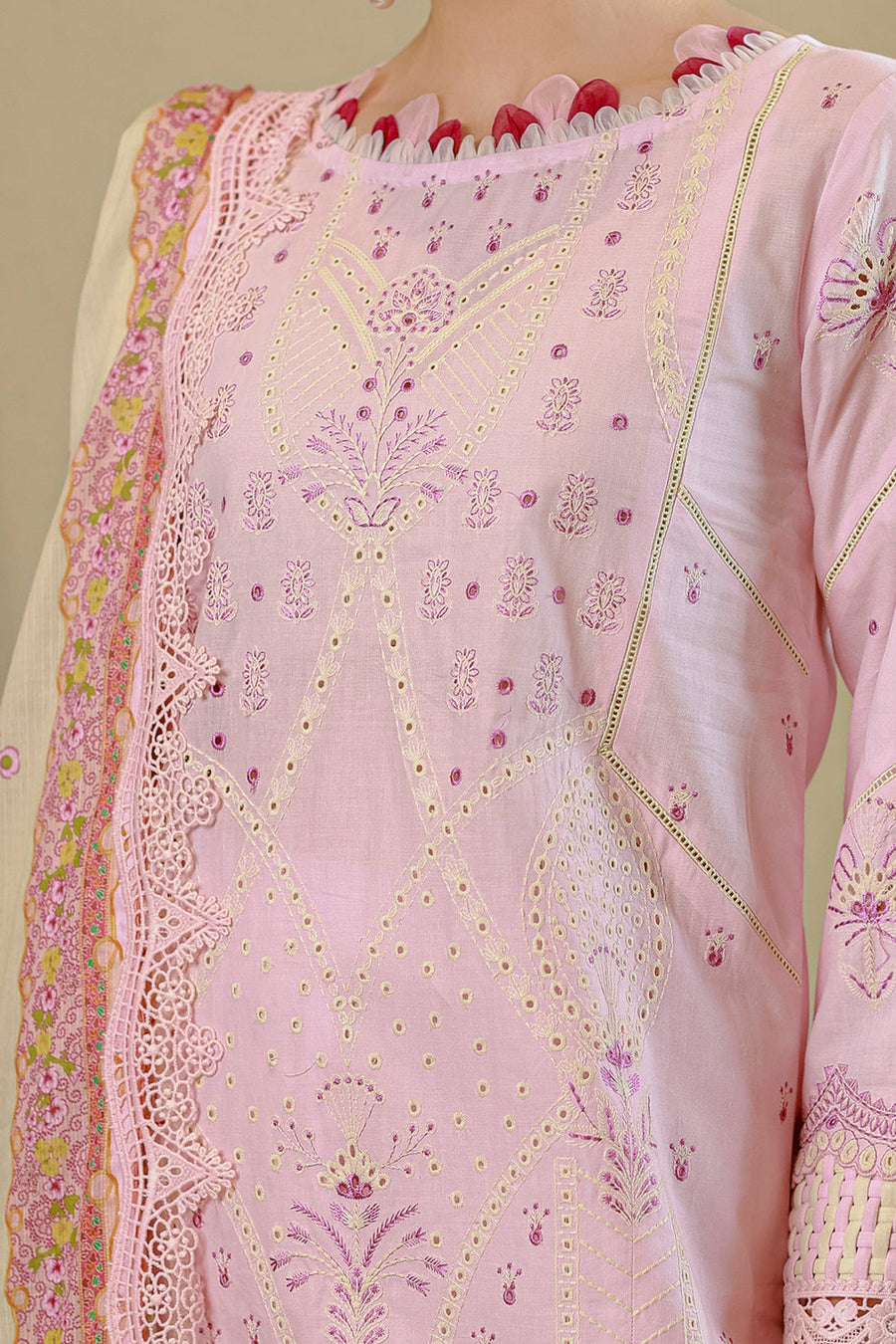 Zellbury Chikankari Embroidered Cotton Unstitched 3Pc Suit WUS26E34080