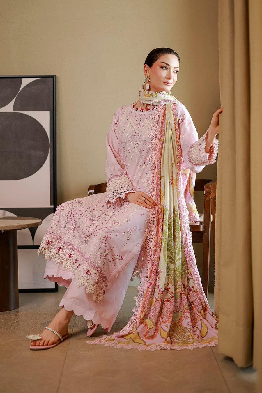 Zellbury Chikankari Embroidered Cotton Unstitched 3Pc Suit WUS26E34080
