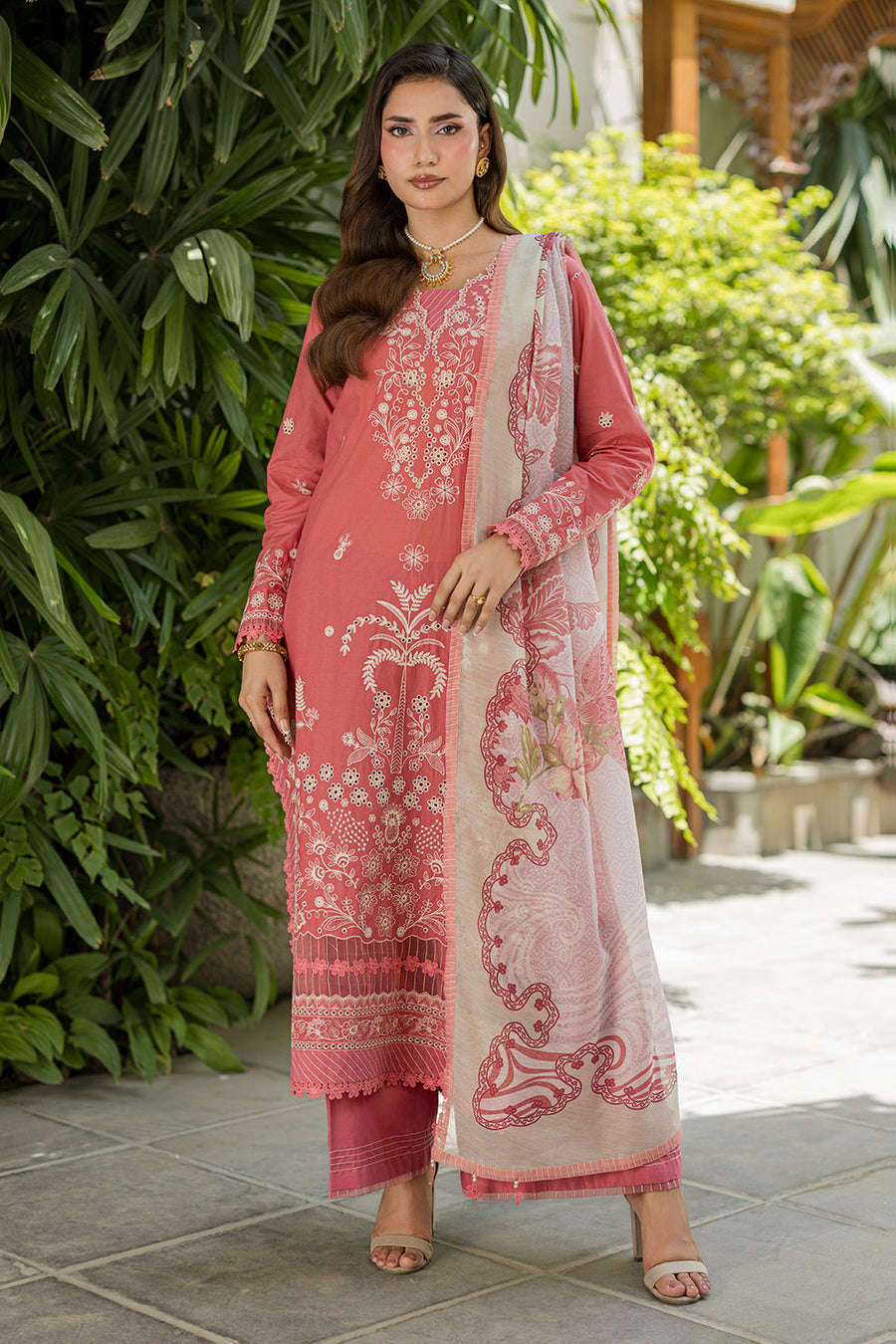 Zellbury Chikankari Embroidered Cotton Unstitched 3Pc Suit WUS26E34082